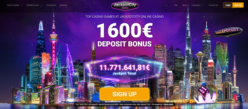 Jackpot City Casino pagina.